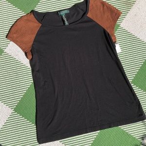 Ralph Lauren Petite w/ faux leather capped sleeves